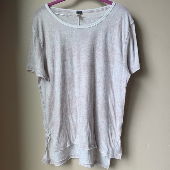 We The Free Tops - Free People we the free cream/pink reptile print high low oversized tee